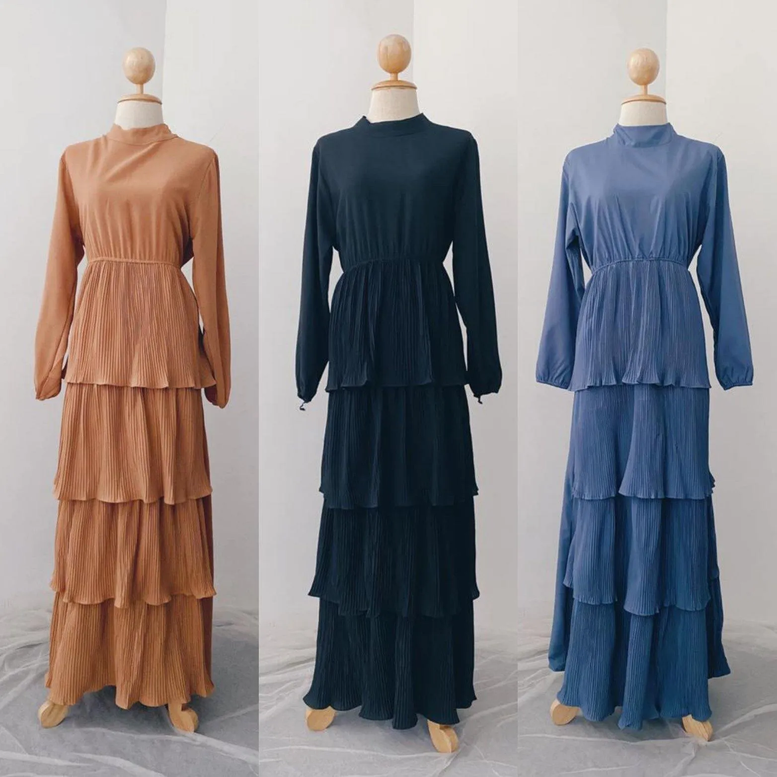 Pleated Layers Maxi Dress