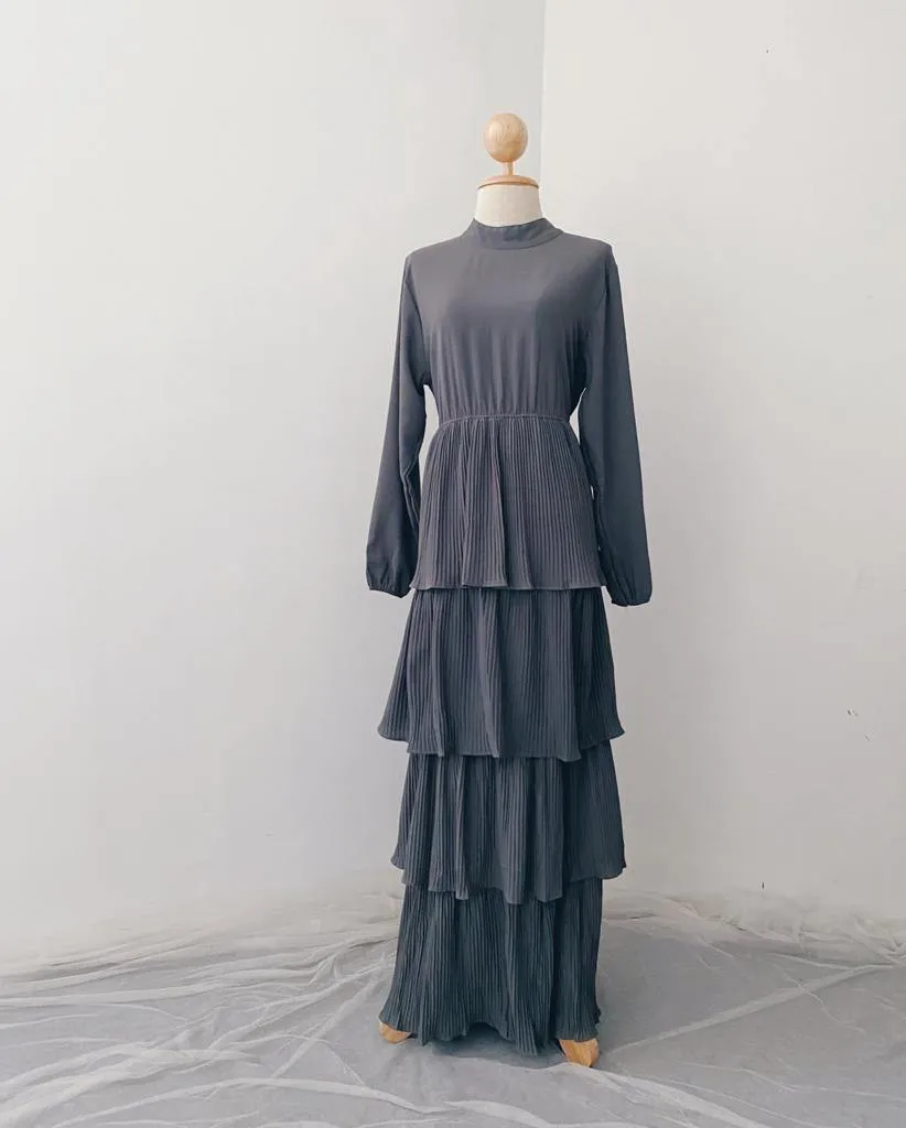 Pleated Layers Maxi Dress