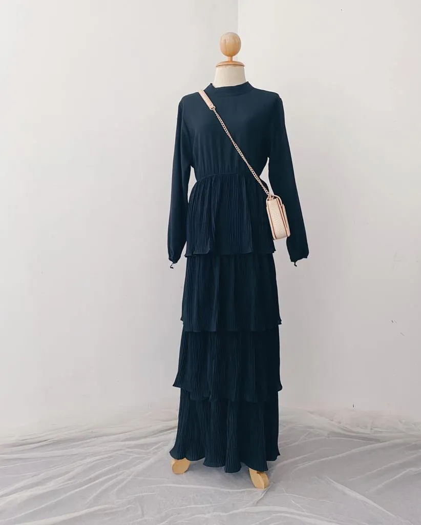 Pleated Layers Maxi Dress