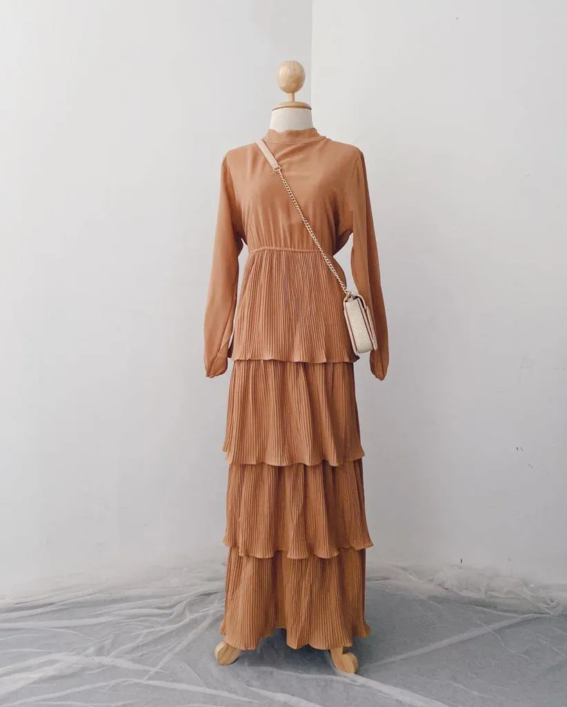 Pleated Layers Maxi Dress