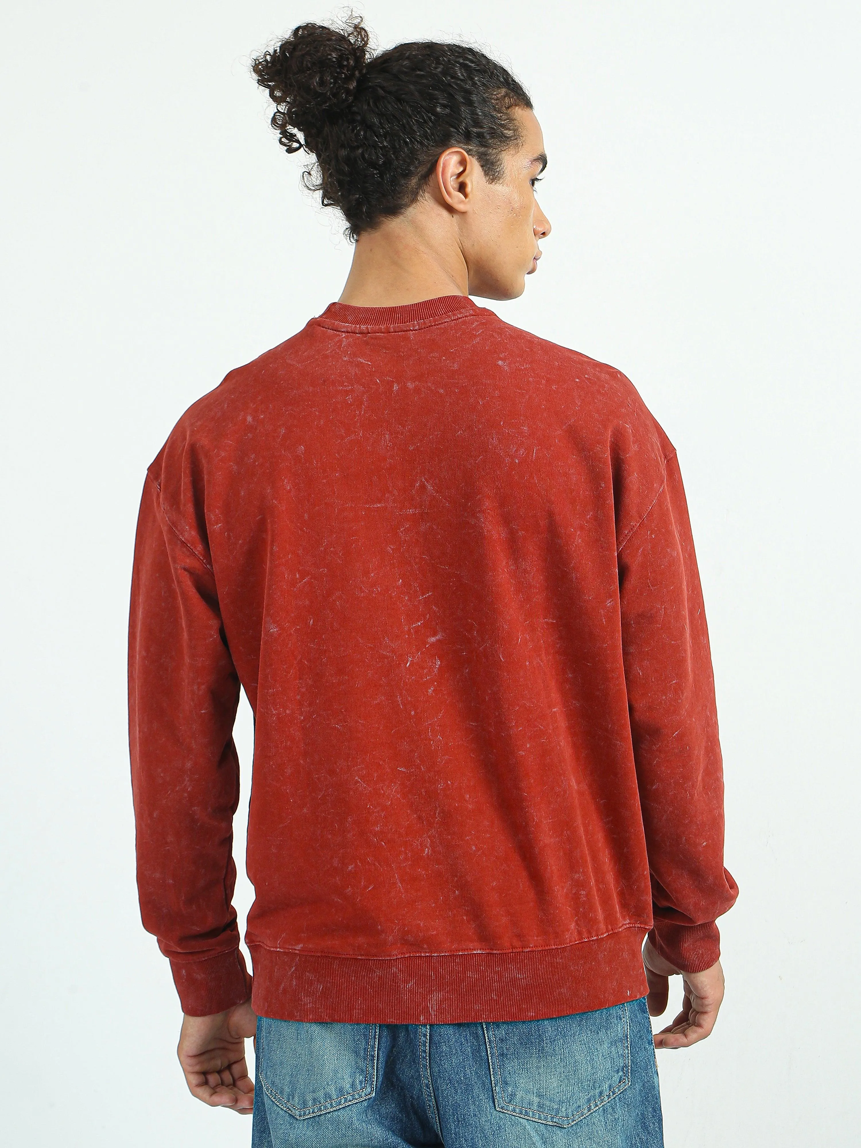Push Yourself Printed Sweatshirt-Red