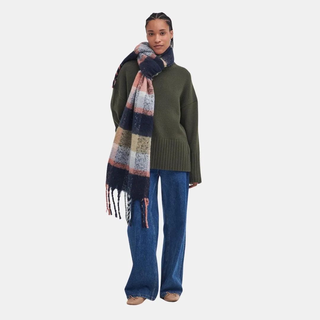 Rawson Check Scarf (Navy   Pink Rust)