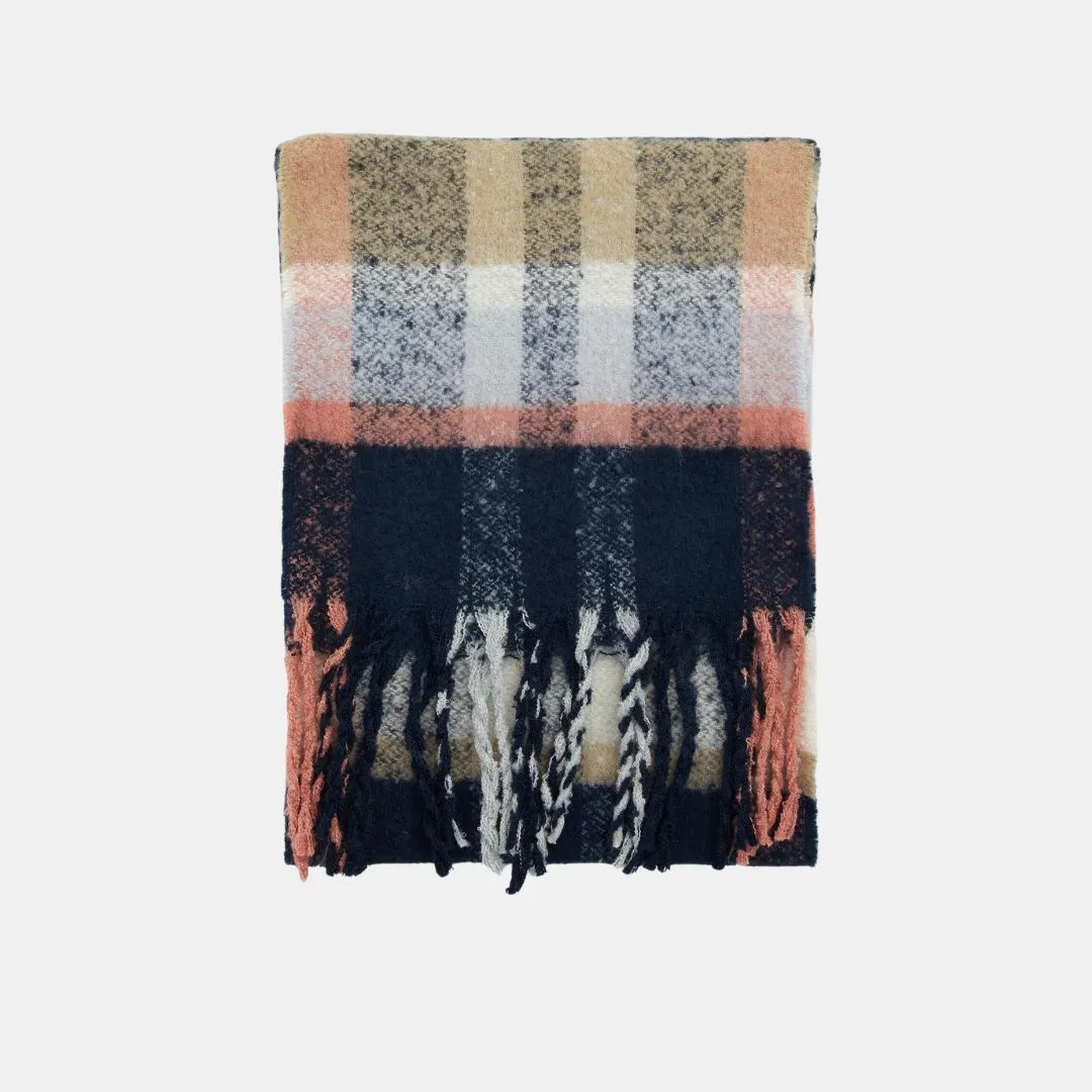 Rawson Check Scarf (Navy   Pink Rust)