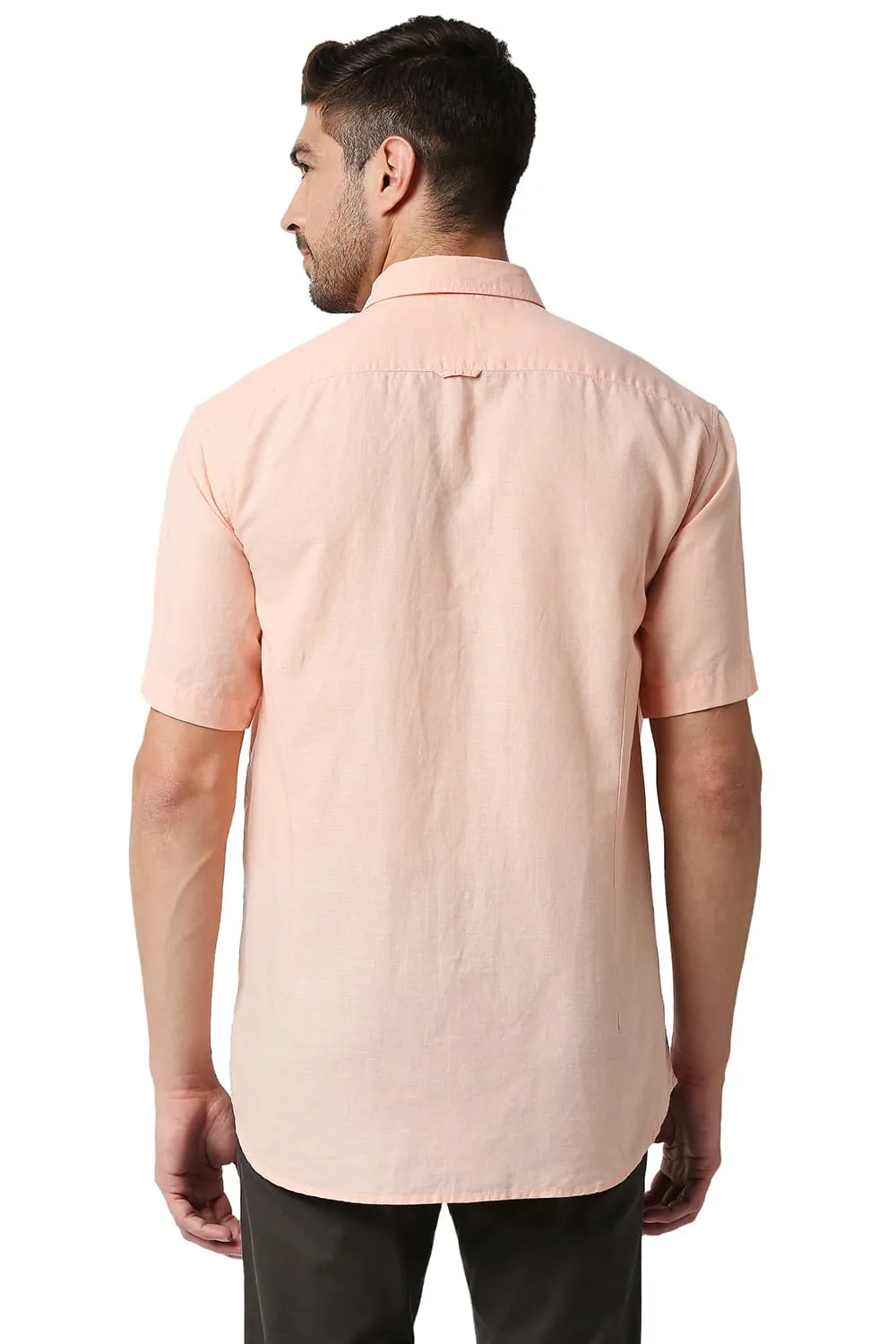 Slim Fit Cotton Hemp Halfsleeves Shirt