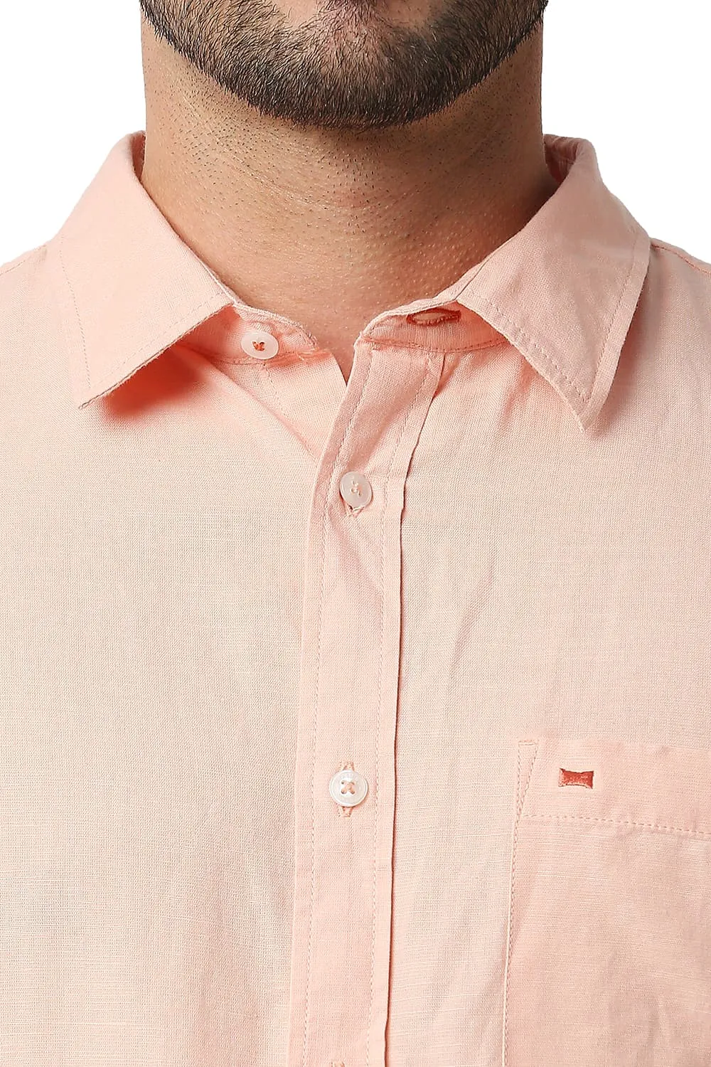 Slim Fit Cotton Hemp Halfsleeves Shirt