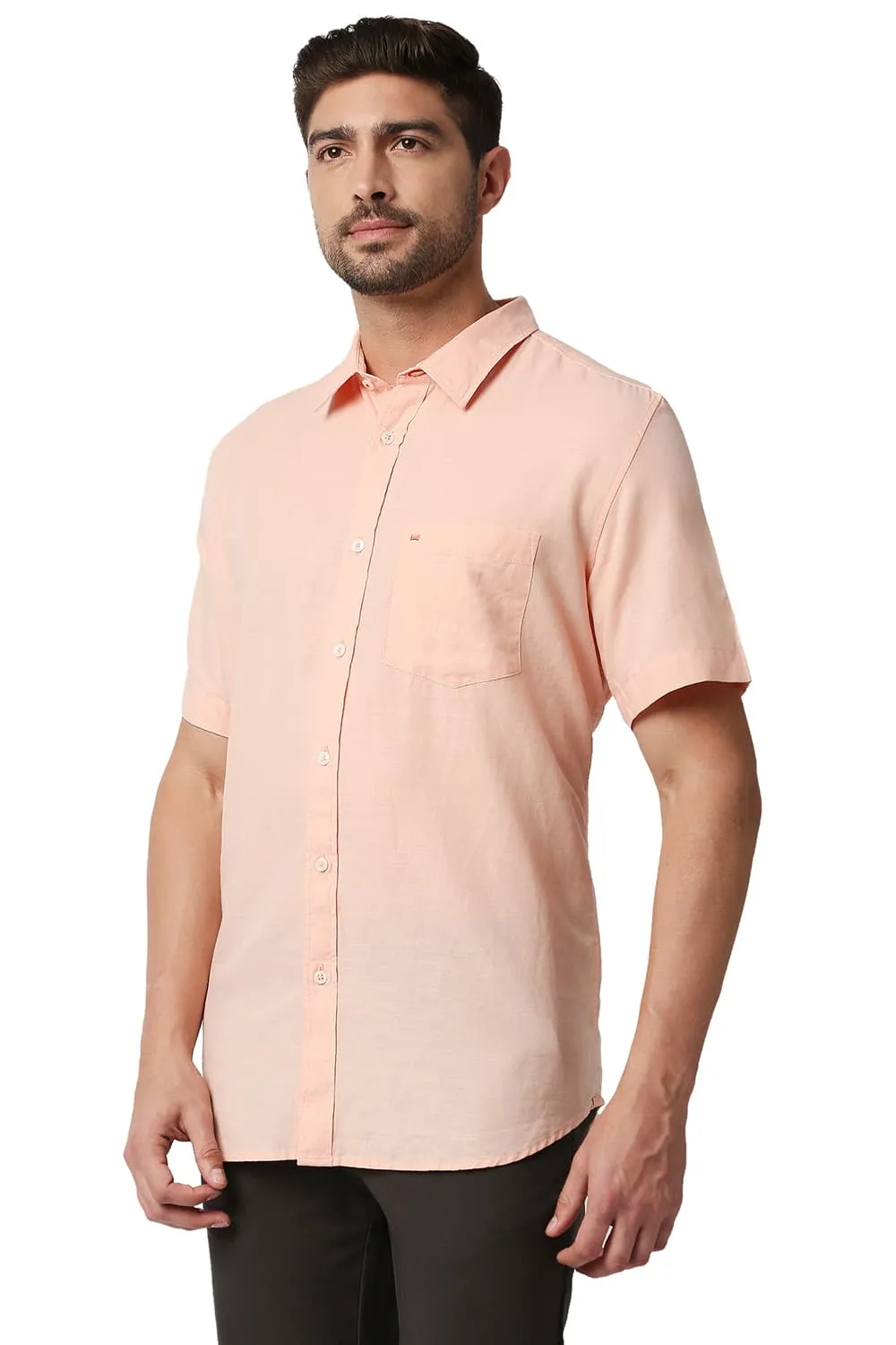Slim Fit Cotton Hemp Halfsleeves Shirt