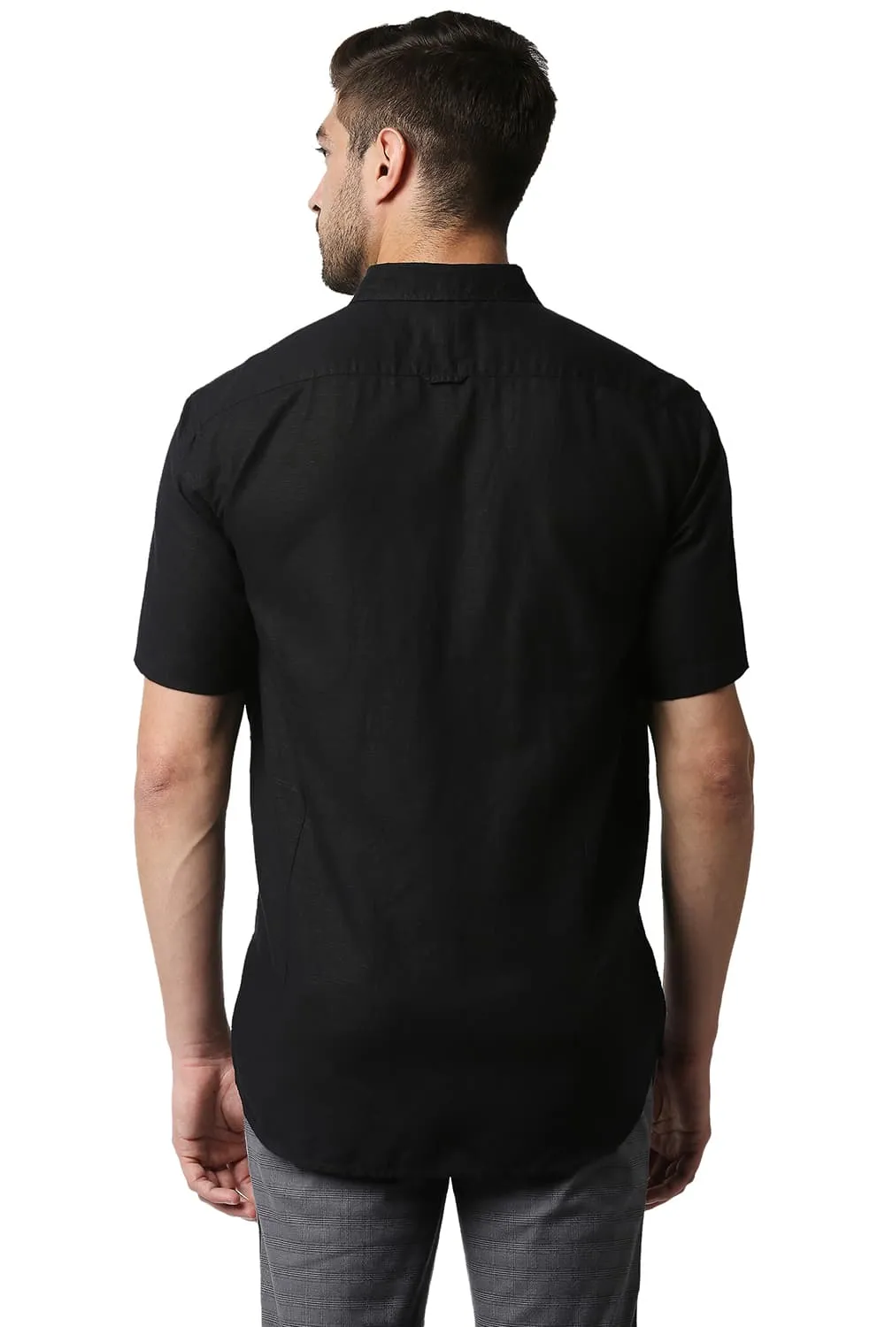 Slim Fit Cotton Hemp Halfsleeves Shirt