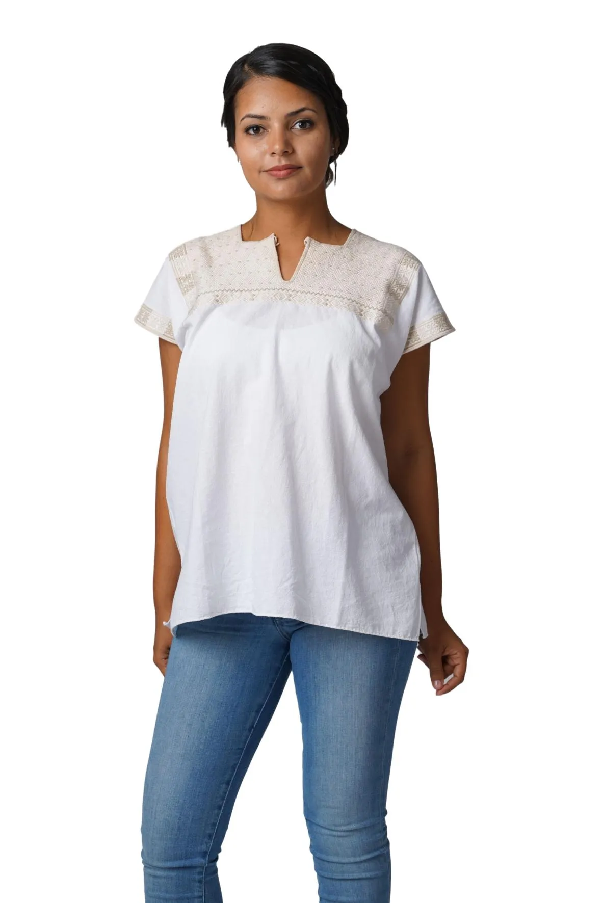 Soledad Mexican Top - White, Ivory