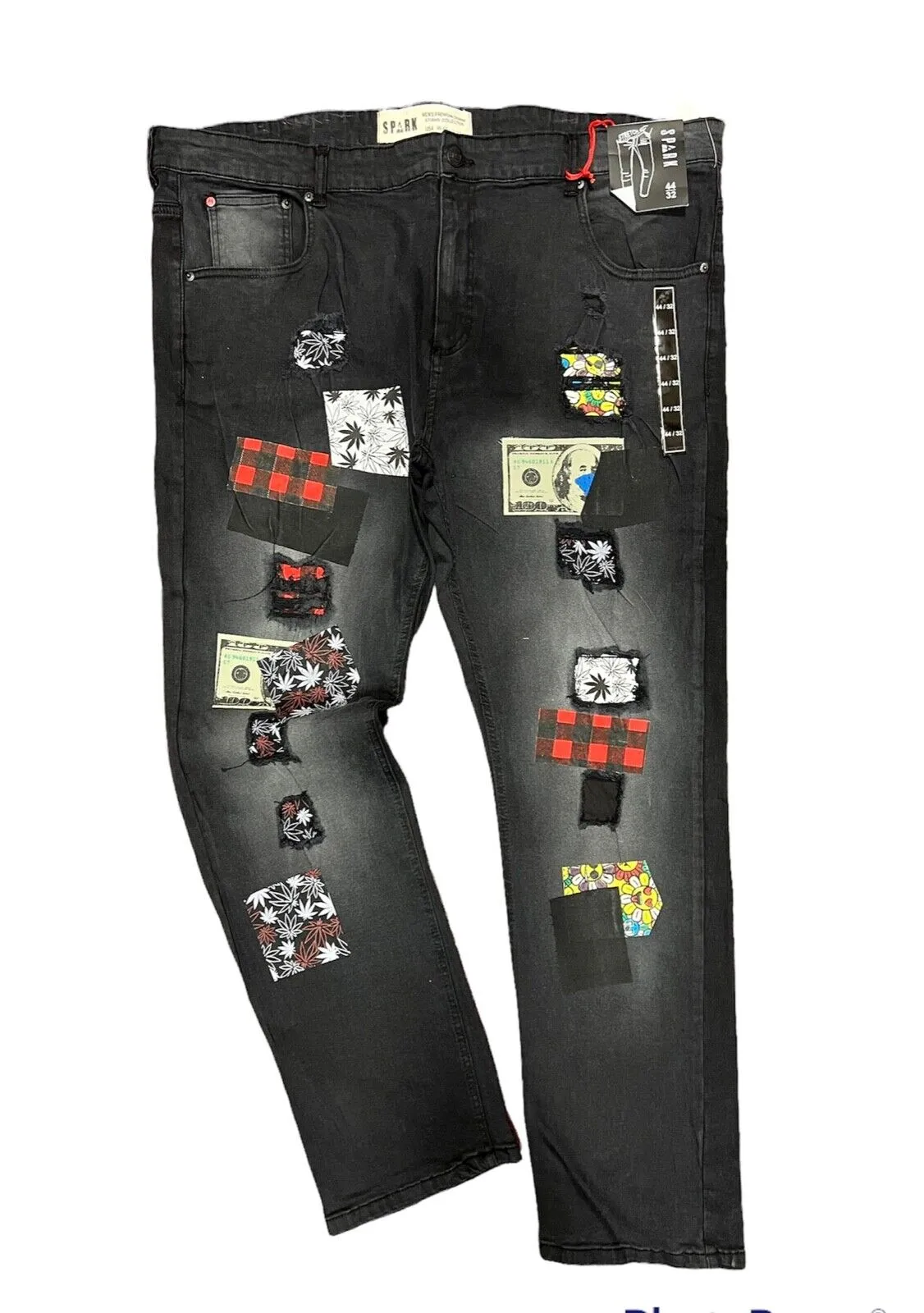 Spark Denim Big Ripped Patch Jeans