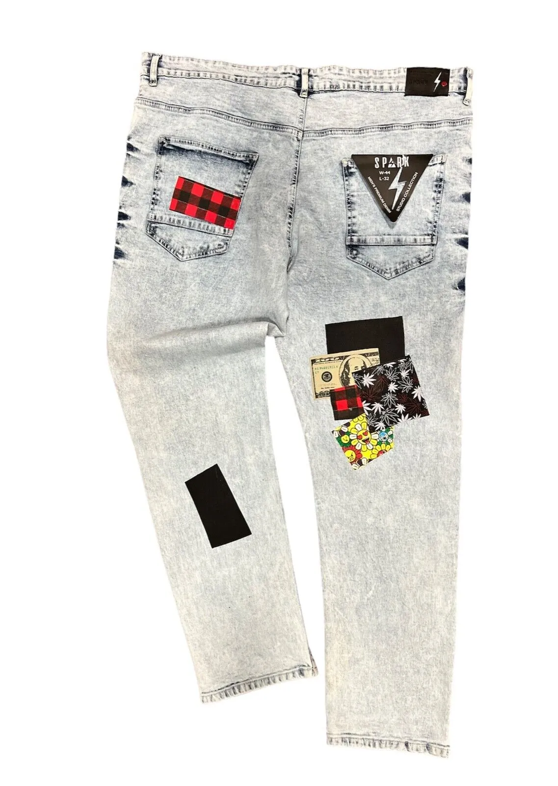 Spark Denim Big Ripped Patch Jeans