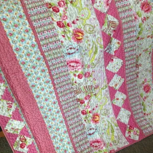 Stella Cotton Quilted Floral Throw Rug