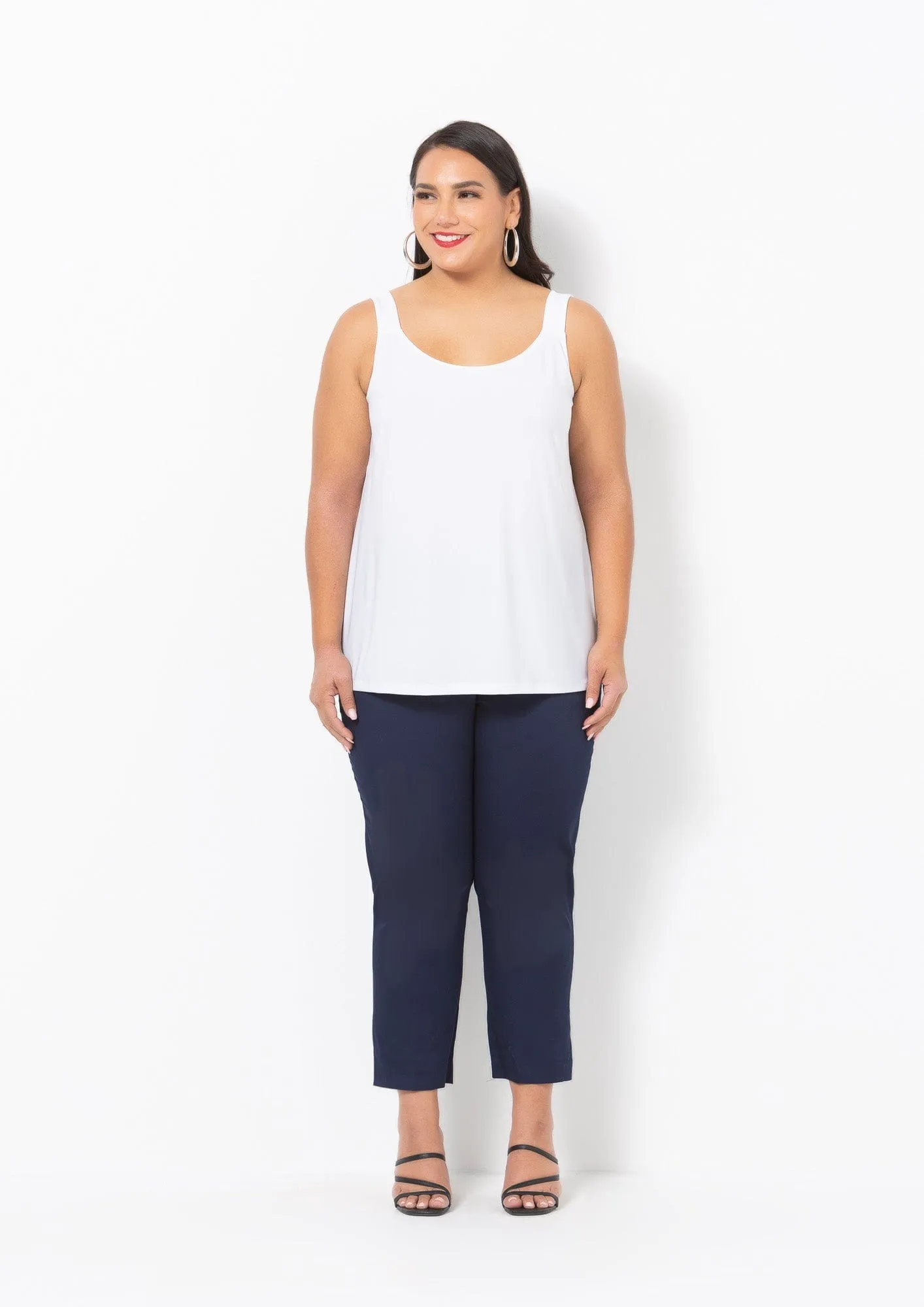 White 7/8 Cotton Sateen Stretch Pant