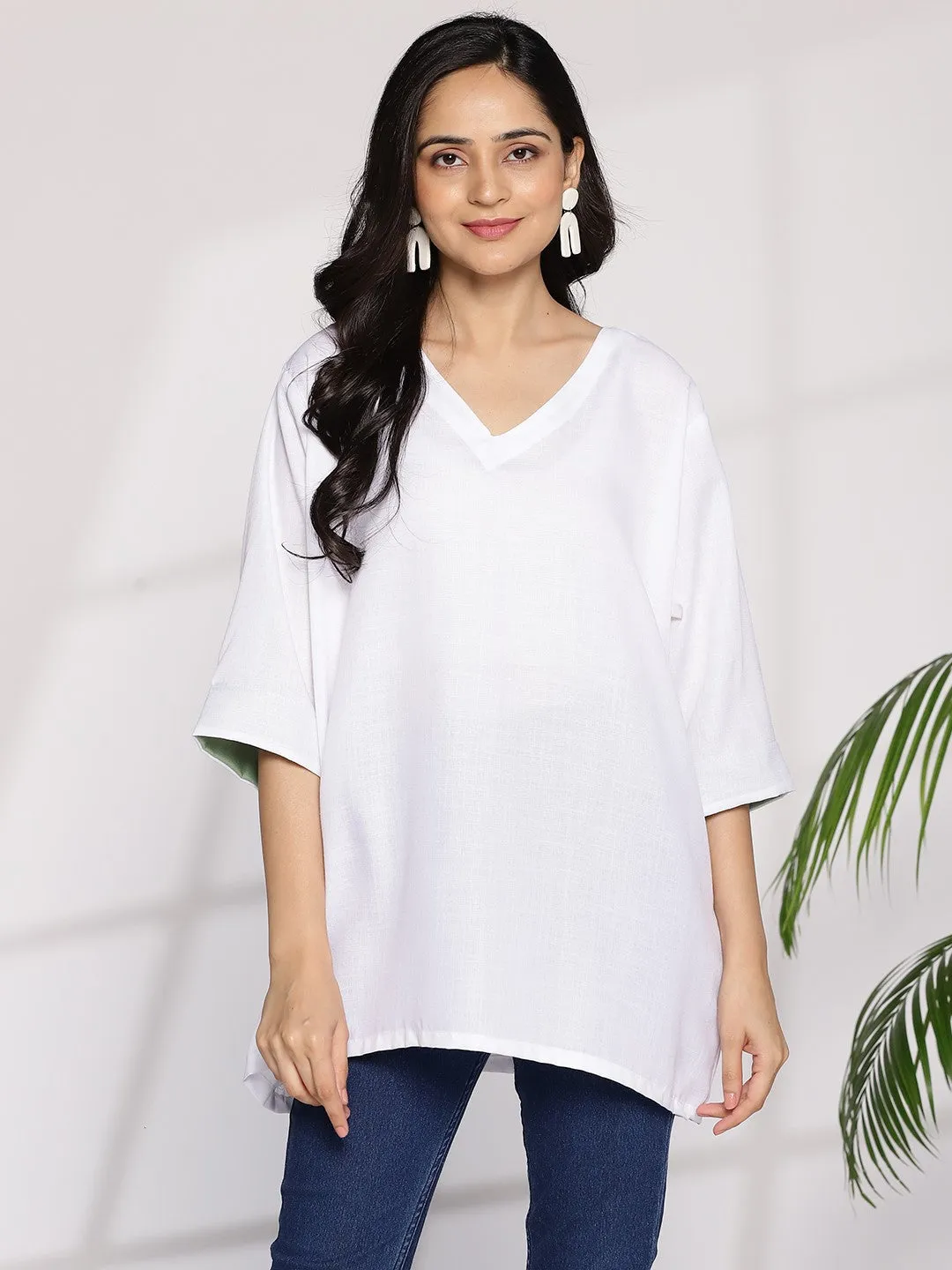 White CottonSlub CasualTop