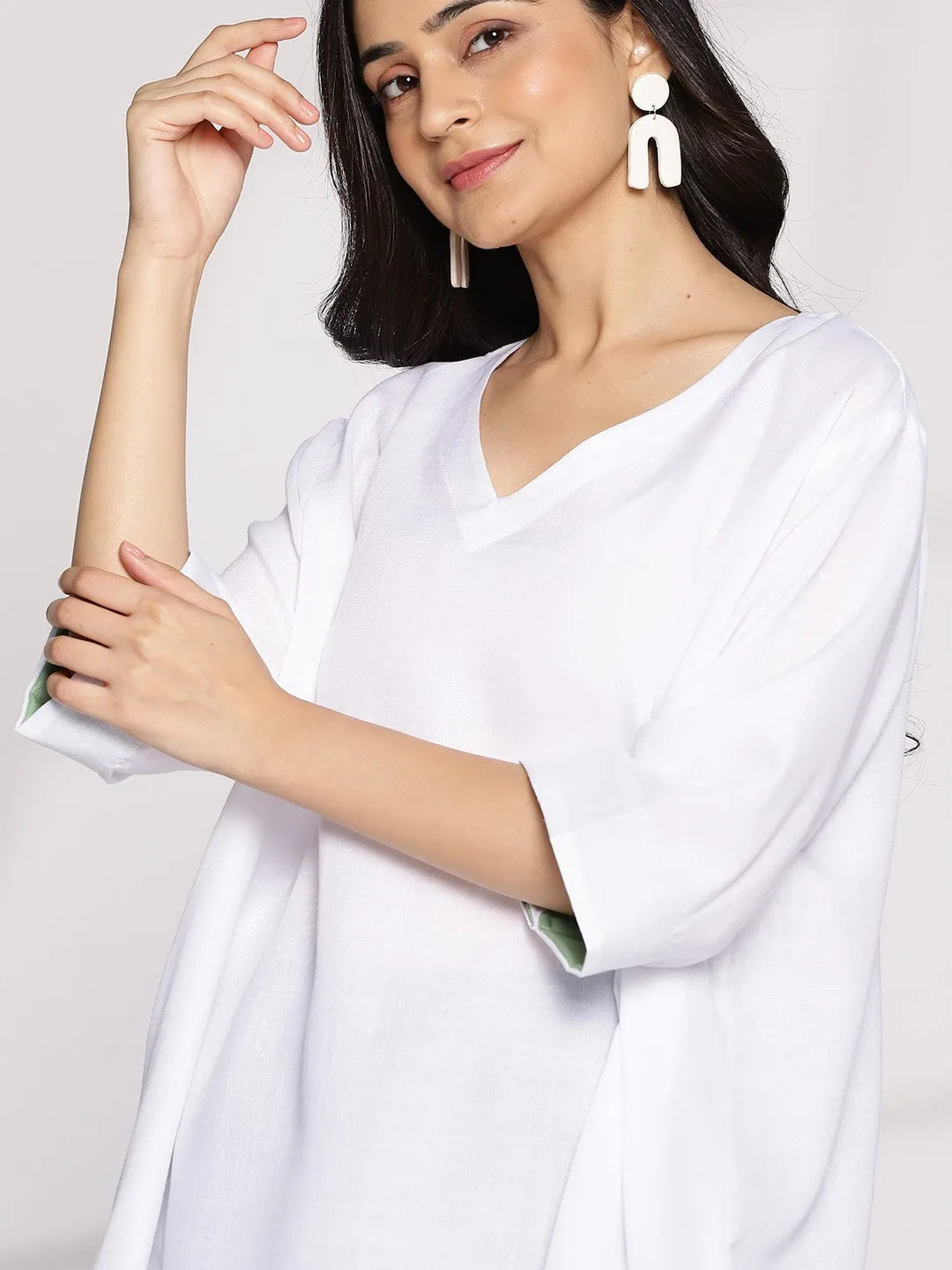 White CottonSlub CasualTop