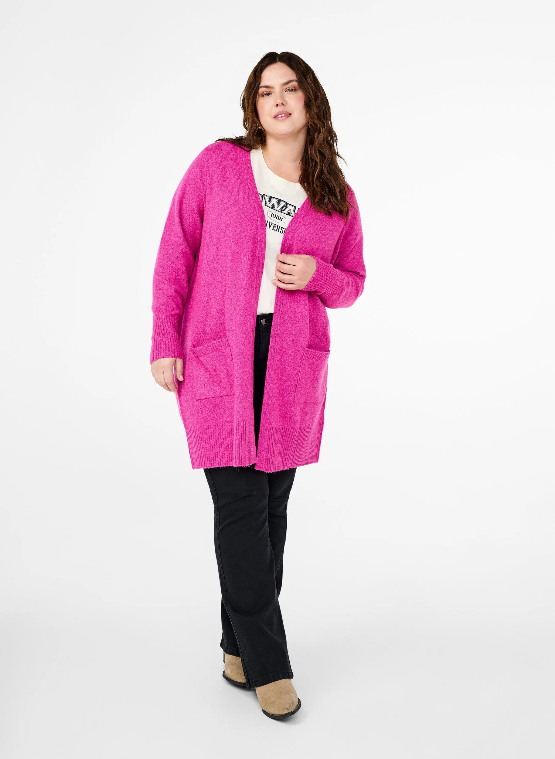 Zizzi Sunny Cardigan in Pink